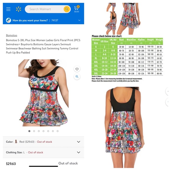 Swimsuit one piece tiered Scoop Neck Swimdress colorful print Size XXL - Picture 16 of 16